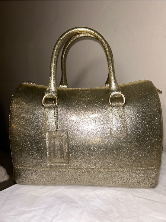 Furla Handbags - Furla Candy Bag Gold Glitter, silver hardware, Meighan hang tag EUC